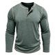 thumbnail image 2 of pstuiky camisa de manga larga para hombre, Camisa informal de manga larga con cuello redondo y botones de color liso para hombre salir tops m, 2 of 9