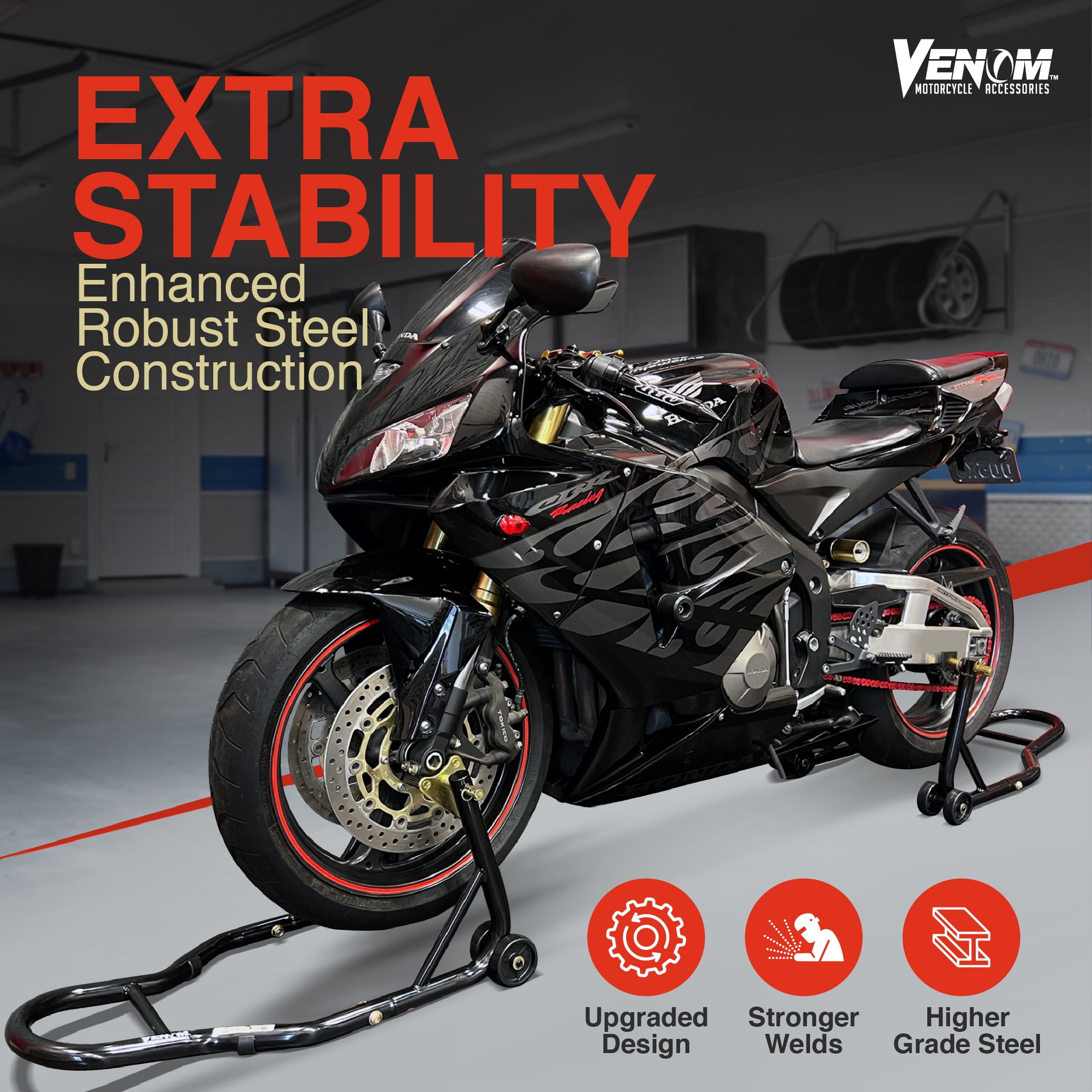 Venom Motorcycle Rear Swingarm Paddle Wheel Lift Stand For Honda CMX 250 450 Rebel Fury 