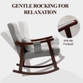 thumbnail image 3 of Rocking Chair with Massage Lumbar Support,Upholstered Glider Chair with Side Pocket, Nursery Rocker with High Backrest,Rubber Wood Legs, Rocking Accent Armchair for Living Room Bedroom Nursery, 3 of 9