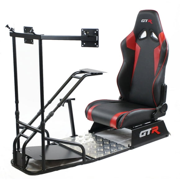 GTR Simulator GTSF Model Racing Simulator Cockpit Black Frame with Black/Red Seat