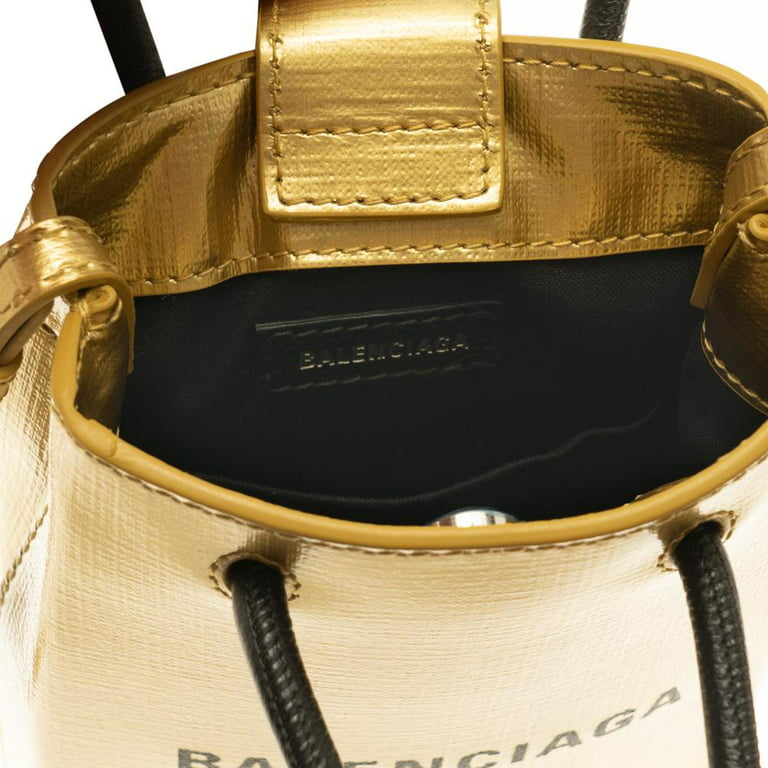 Balenciaga Gold Calfskin Leather Shopper Crossbody Bag 593826