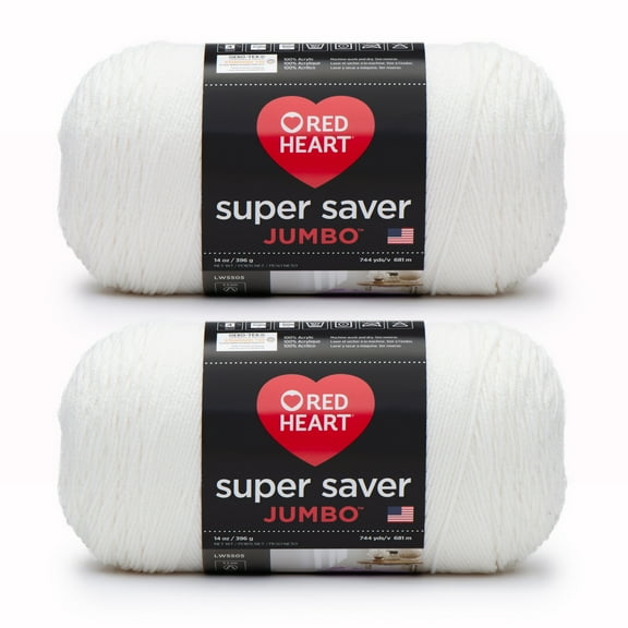 Red Heart Super Saver Yarn-White, Multipack Of 2