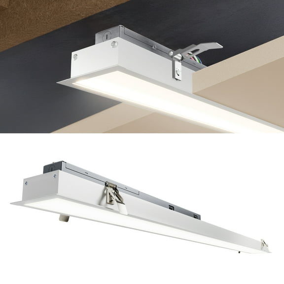 Sunco 4FT Linear Recessed Light Fixture, 5000 LM, Dual Selectable Features, 20W/25W/30W/35W/40W, 2700K/3000K/4000K/5000K/6000K, Dimmable (0-10V) ETL