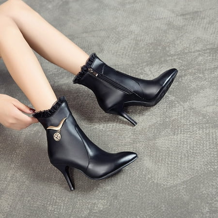 

symoid Womens Boots- Autumn and Winter Boots High Heeled Short Boots Fashion Boots Black 43
