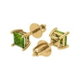 thumbnail image 2 of 1.5 ct Screw-Back Stud Earrings for Women | 5.0mm Princess Cut Natural Peridot | 18K Yellow Gold, 2 of 5