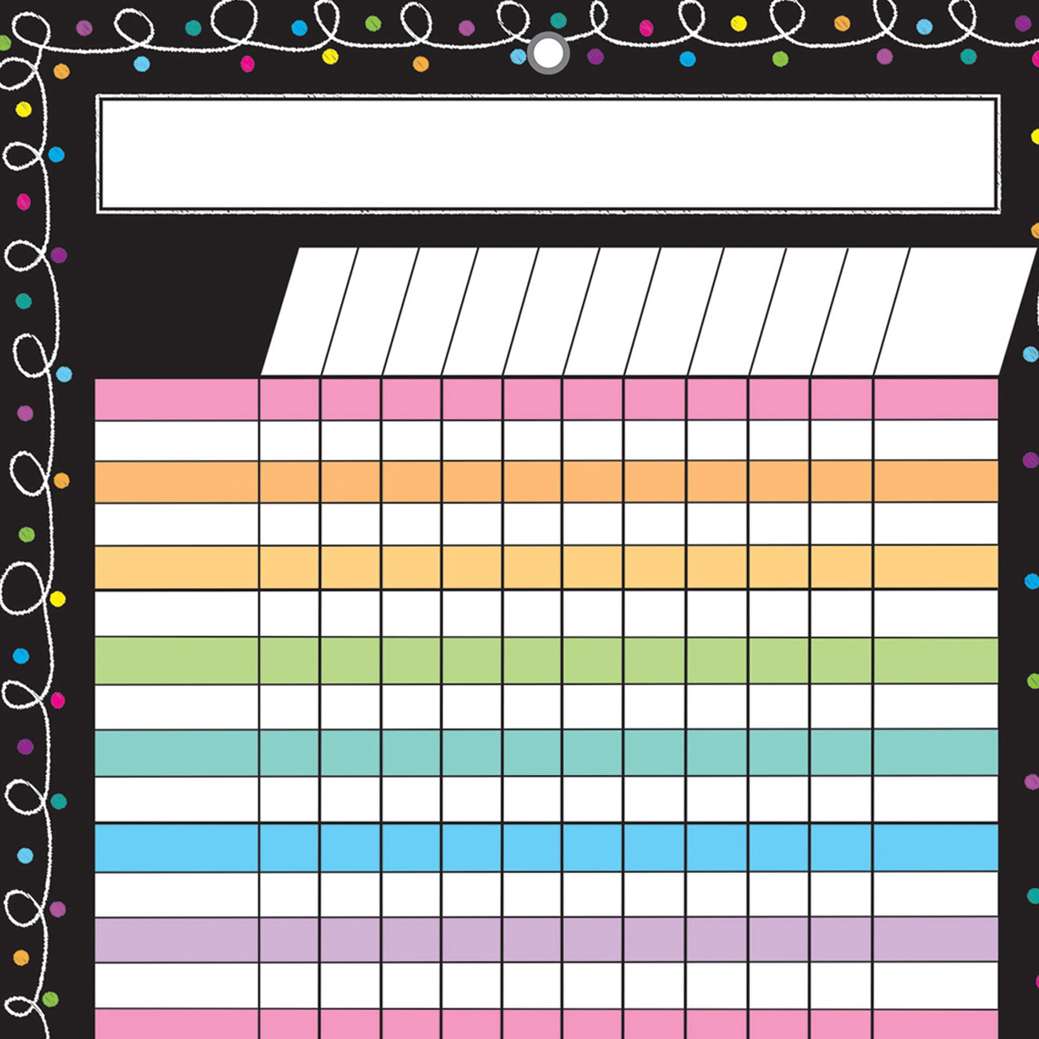 Ashley Productions Smart Poly Chart, 13" x 19", Chalk Dots with Loops Incentive, w/Grommet, Pack of 6