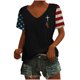 thumbnail image 4 of Tops Cortos para las Mujeres Día de la Independencia Patriótica Impreso Cuello en V, Manga Corta Top Casual para Diario, Fiesta Y Todas las Estaciones, 4 of 5