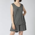 thumbnail image 3 of Defitshape Women's Cute Plus Size Pajama Set Soft Pjs Cotton Sleeveless Short 2 Piece Lightweight Thin Tank Summer Loose Sleepwear Dark Grey 3X-Large, 3 of 5