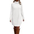 thumbnail image 2 of Karymi Dresses for Women for Women Turtleneck Sweater Dress, Long Sleeve Oversized Loose Fit Side Split Hem Warm Casual Shift Dresses, 2 of 6