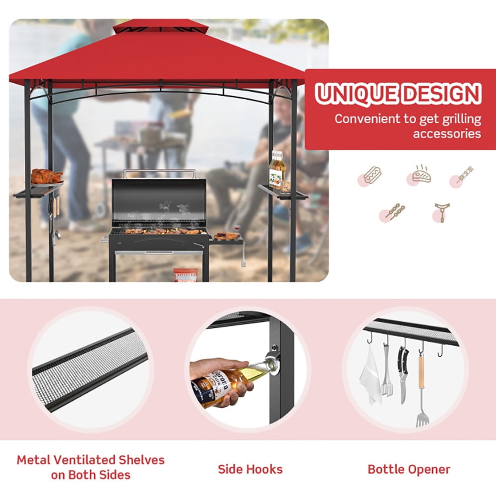 Aimee Lii 8 x 5 Feet Outdoor Barbecue Grill Gazebo Canopy Tent BBQ Shelter, Backyard Canopy Gazebo for Party Wedding, Red Aimee Lii 8 x 5 Feet Outdoor Barbecue Grill Gazebo Canopy Tent BBQ Shelter, Backyard Canopy Gazebo for Party Wedding, Red