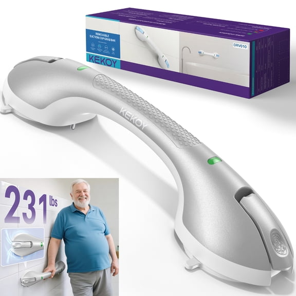 KEKOY Grab Bars for Bathroom, 17.5" Shower Handle Strong Suction up, Safety Bars for Shower, Shower Grab Bars for Seniors