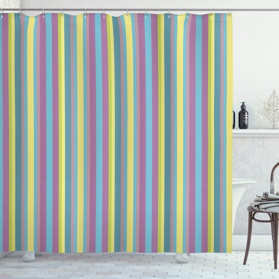 Ambesonne Chevron Shower Curtain, Colorful Zigzag Lines, 69"Wx70"L, Multicolor