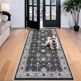 thumbnail image 2 of Washable 4x8 Hallway Runner Rug: Vintage 8ft Soft Runners For Entry Living Room Wide Low Pile Carpet With Non-slip Backing Kitchen Bedroom Thin Stain Resistant Floor Mat Dining Room(black 4x8), 2 of 8