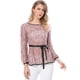 thumbnail image 2 of AllegK Blusas Tops Peplum De Encaje Semitransparente De ManLarCon CintuAnudaPaMujer RoM, 2 of 6