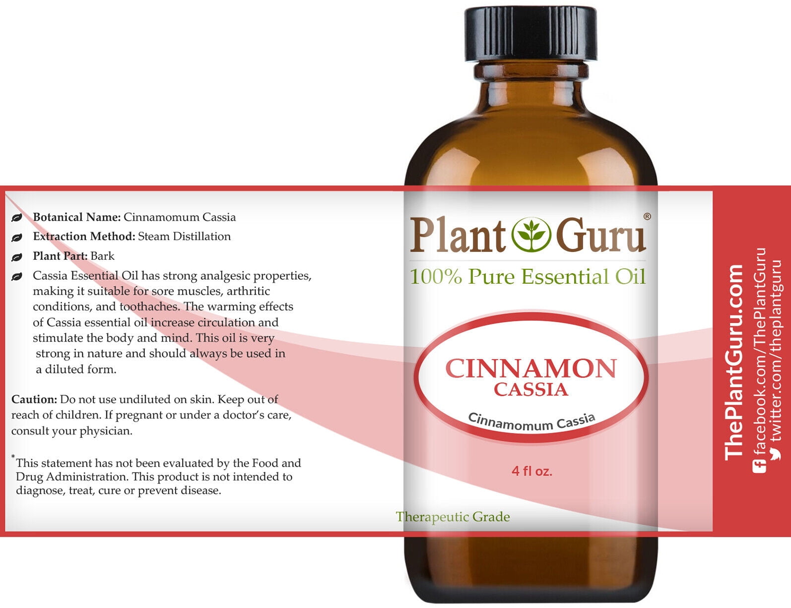 Cinnamon Cassia Essential Oil 4 oz 100% Pure Natural Undiluted Therapeutic Grade.
