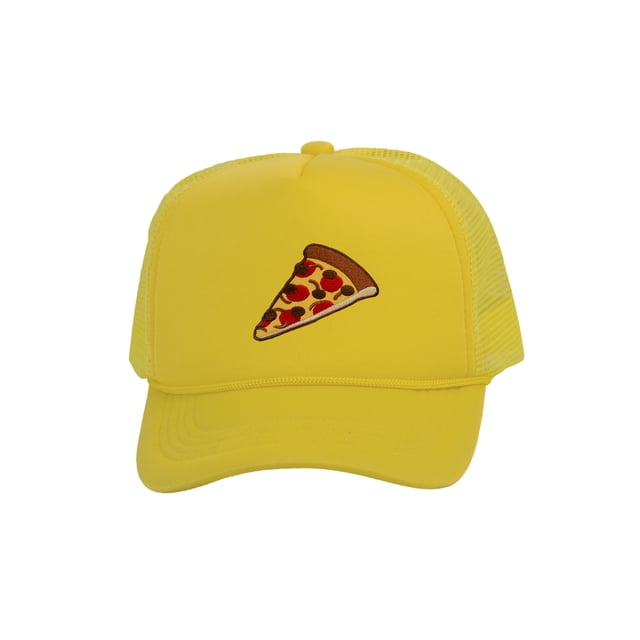 Adult Men's Pepperoni Pizza Slice Rope Foam Trucker Hat, Yellow