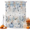 thumbnail image 2 of Thanksgiving Shower Curtains for Bathroom, Fall Blue White Pumpkin Leaves Wood Plank Waterproof Fabric Shower Curtain, Decorative Bathroom Curtain for Bathtub, 72"x84", No Hooks Included, 2 of 9