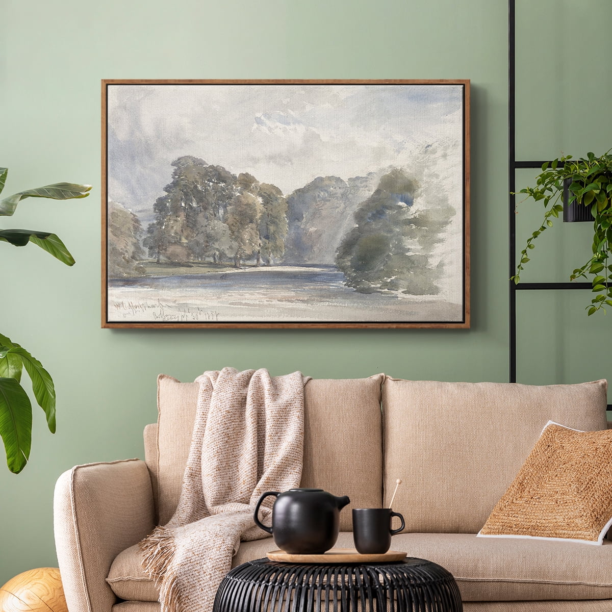 Vintage Landscape-CCCLIII By Wexford Home Framed in Walnut Wood Gallery Wrapped Canvas 27 in. x 41 in.