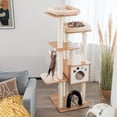 thumbnail image 3 of Gymax Cat Tree Cat Tower Cat Condo w/Platform Scratching Posts for Indoor Cats Beige, 3 of 9