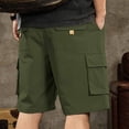 thumbnail image 4 of Mceream Cargo Shorts for Men Casual Summer Hiking Pants Elastic Waist Stretch Knee Length Multi-Pockets Bermuda Work Shorts Army Green XXL, 4 of 9