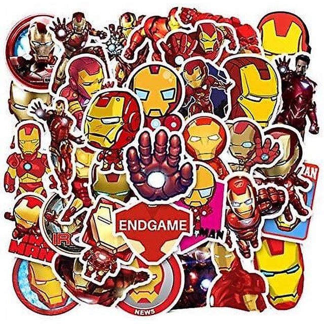 Pegatinas de Iron Man, 35 piezas, pegatinas de vinilo impermeables de superhéroe para computadora portátil, patineta, botellas de agua, computadora, teléfono, tema de héroe (pegati