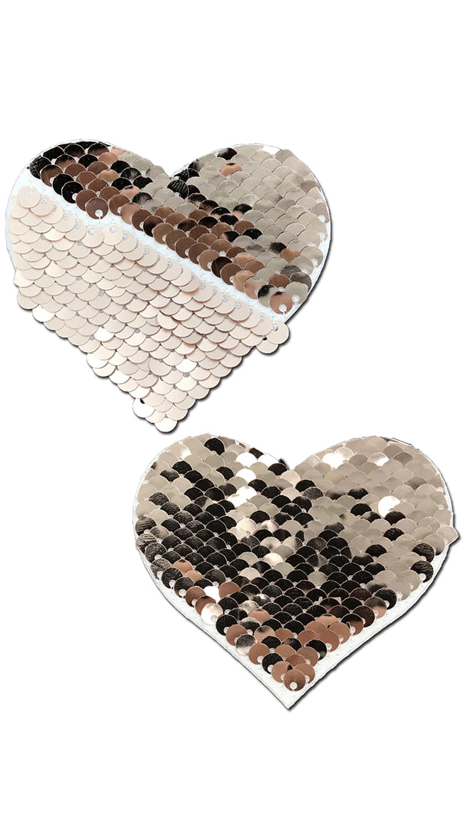 NEW PASTEASE Love Glitter Color Changing Sequin Heart Pasties in Rainbow SALE