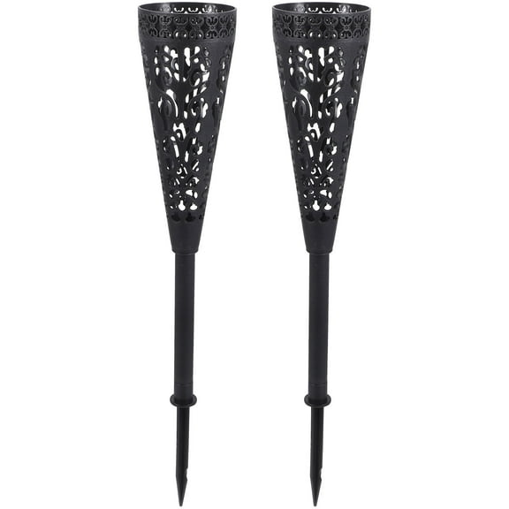 WRITWAA Cemetery Hollow Vase Black Plastic Grave Flower Pot with Spike for Garden Decor 2Pcs