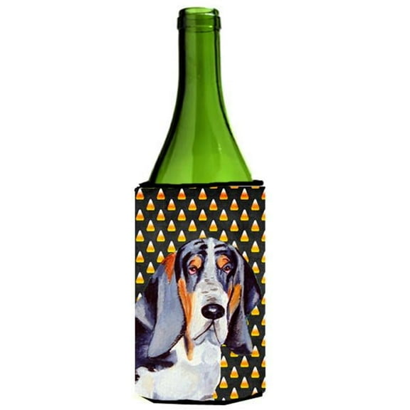 Basset Hound Candy Corn Halloween Portrait Wine bottle sleeve Hugger - 24 oz.