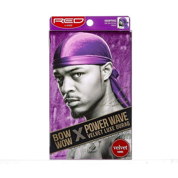 Kiss Red Power Wave Velvet Luxe Durag, Purple 1 ea