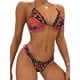 thumbnail image 1 of Conjunto de bikini para mujer, sujetador con cordones de estilo étnico y braguita de cintura baja Traje de baño de verano Nituyy Bañador de tres puntos con tiras estampadas, 1 of 5