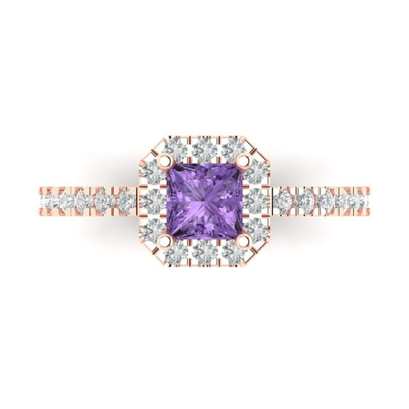 Clara Pucci 14K Rose Gold 0.89ct Alexandrite Halo Ring for Women