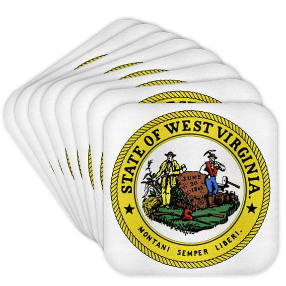 3dRose, State Seal of West Virginia (PD-US), Set of 8 Coasters - Soft