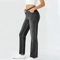 thumbnail image 7 of hoksml Women's Jean-Style Pants Stretch Denim-Look Solid Color Straight Leg Trousers with Elastic Waist and Pockets Comfortable Pull-On Pants for Casual Wear, 7 of 7