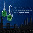 thumbnail image 2 of Gem Stone King 925 Sterling Silver Green Simulated Emerald French Wire Dangle Hook Earrings for Women (2.48 Cttw, Gemstone Birthstone, Oval 7X5MM), 2 of 6