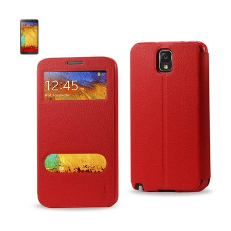 Window Flip Folio - Reiko Samsung Galaxy Note 3 Window Flip Folio Case In Red | MaxStrata