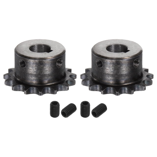 Unique Bargains 2 Packs ISO/DIN 06B-1 Pignon de Chaîne à Rouleau Type B Alésage 14mm, Pas 3/8 Pieds, Trempé 15 Dents