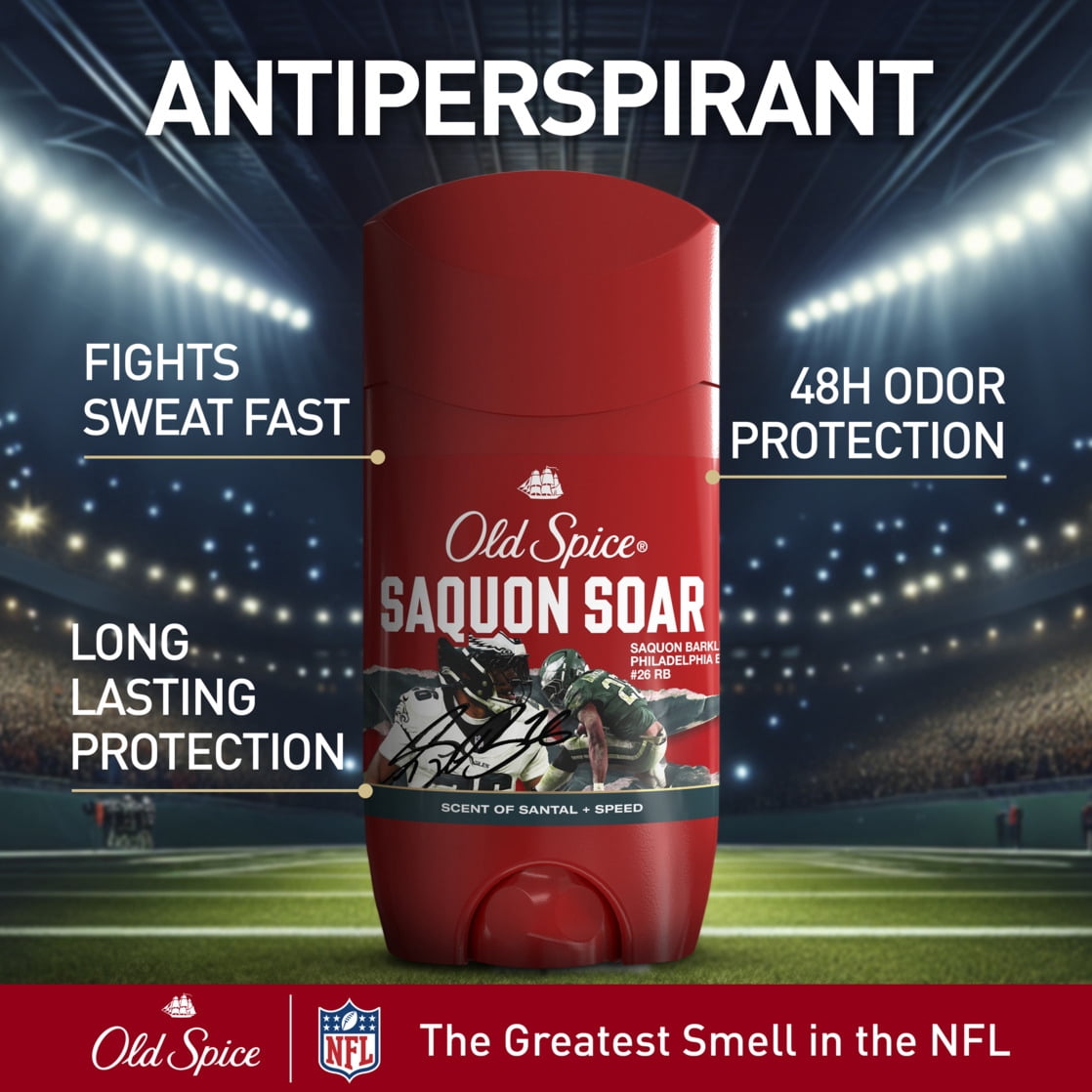 Old Spice Men's Antiperspirant Deodorant, NFL Collection, Saquon Soar, Santal + Speed, 2.6oz
