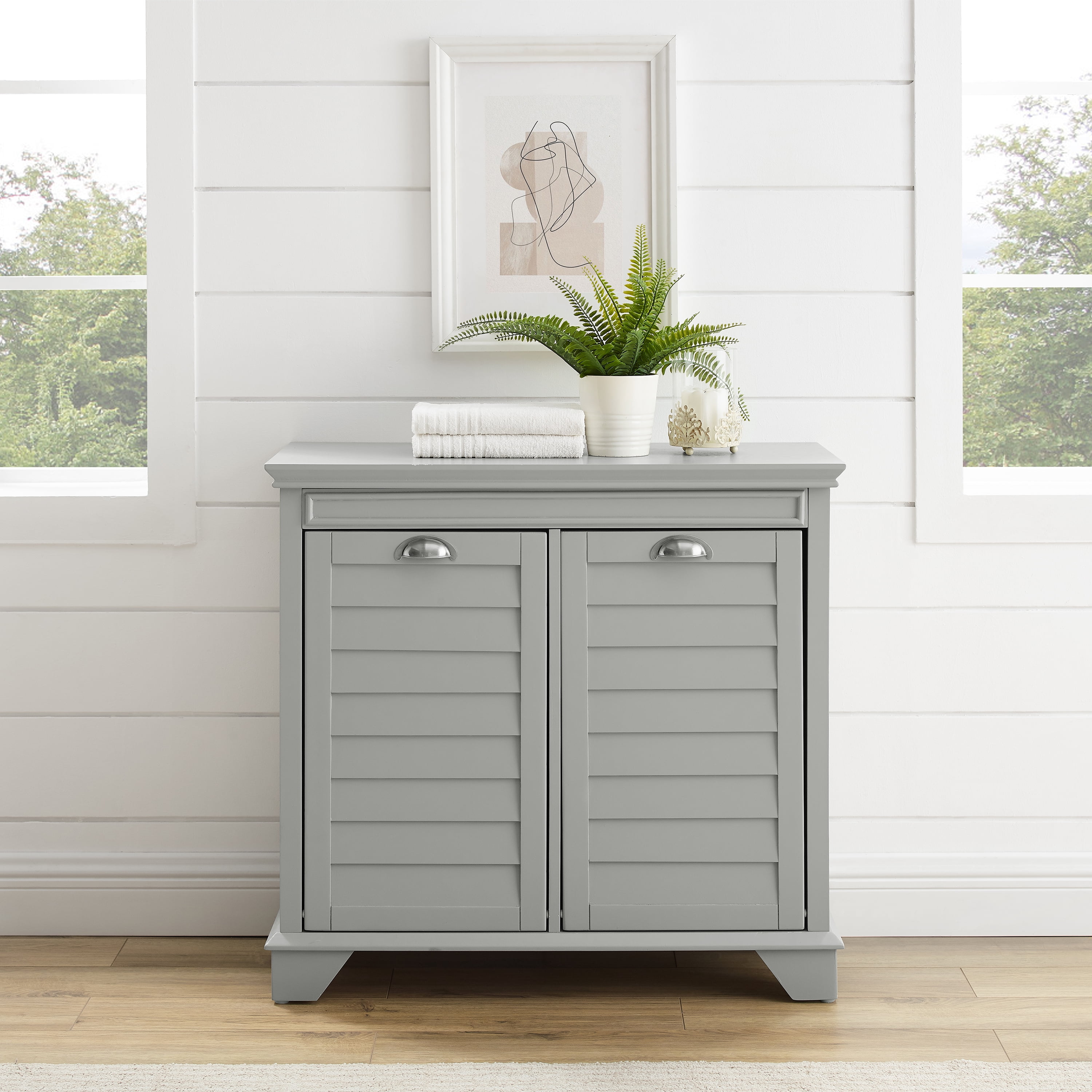 Crosley Furniture Lydia Linen Laundry Hamper, Gray