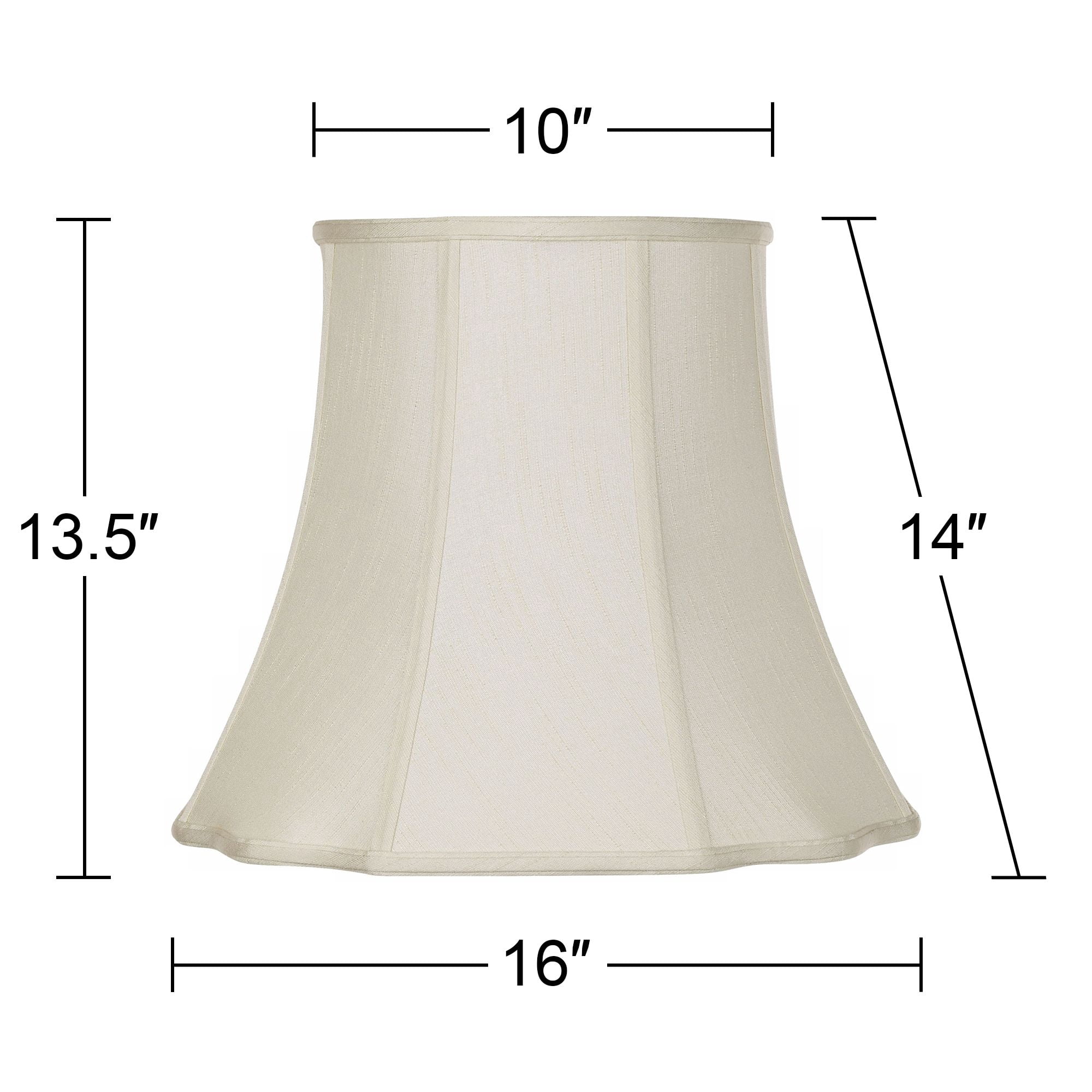 Imperial Shade Creme Medium Bell Cut Corner Lamp Shade 10" Top x 16" Bottom x 14" Slant x 13.5" High (Spider) Replacement with Harp and Finial