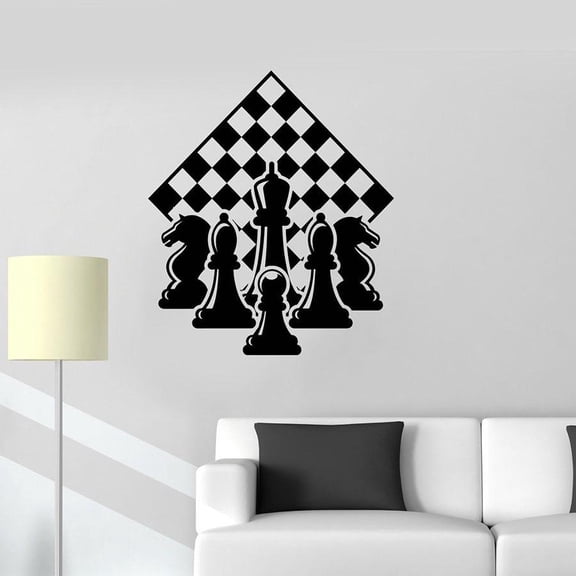 Chess Wall Decal Piece Player Chessmen Chess Board Vinyl Door Window Stickers Bedroom Living Room Home Decoration Mural 42x48cm