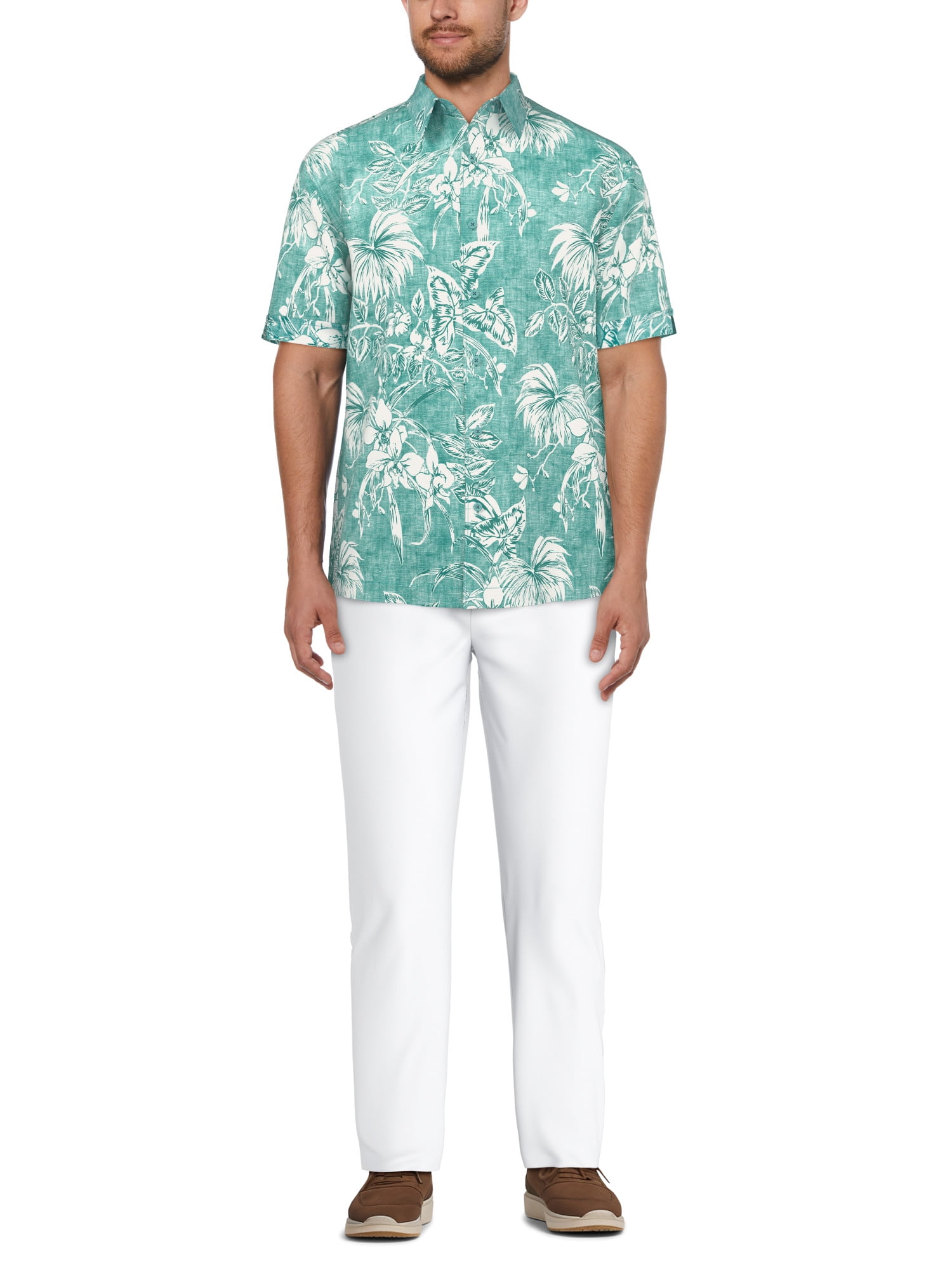 Cafe Luna Men's and Big Men's Tropical Flower Print Short Sleeve Shirt, Sizes S-5XL