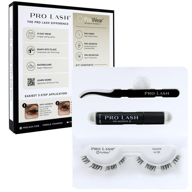 Pro Lash ProWear Trousse de Mini Grappes de Cils - Cils les Plus Faciles à Appliquer - Extensions de Cils en Grappe de 10 Jours - Faux Cils Plus Adhésif et Pinces - Volume