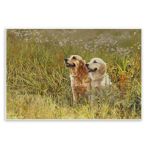 Stupell Industries Happy Dogs Field Day Animals Painting Unframed Art Print Wall Art, 15 x 10