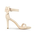 thumbnail image 3 of BLISSFUL STEP Women's Bow Back Ankle Straps Stiletto High Heel Sandals Beige (Size 6), 3 of 7