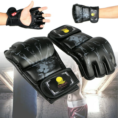 MMA UFC Sparring Grappling Boxing PU Leather Gloves Fight Punch Bag Half (Best Mma Gloves Brand)