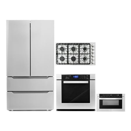 4 Piece Kitchen Package 36  Gas Cooktop 30  Single Electric Wall Oven 24  Built-In Microwave Drawer &amp; Energy Star French Door Refrigerator