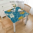 thumbnail image 2 of nygtbtfer  Dahlia Pinnata Tablecloth Rectangle, Spring Summer Floral Table Cloth, Flower Table Cover for Party Picnic Dinner Decor, Yellow and Teal,, 2 of 7