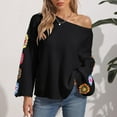 thumbnail image 6 of Drses Women's Floral Crochet Round Neck Casual Long Sleeve Loose Sweater Pullover, 6 of 6