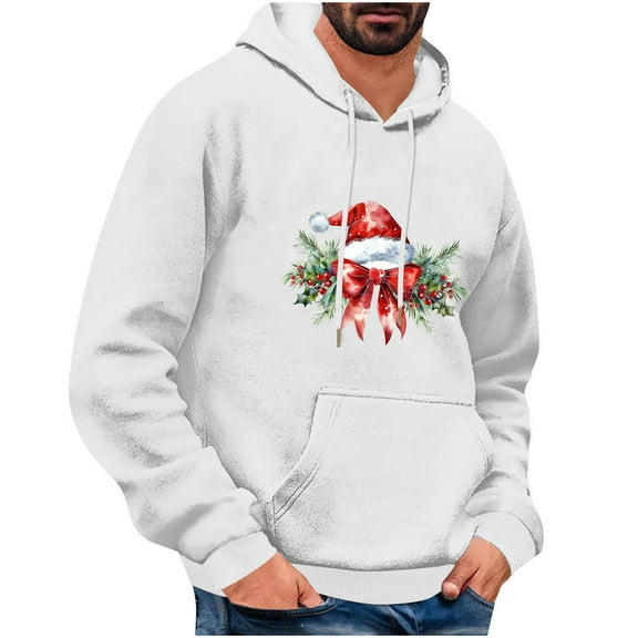 Christmas Sweatshirts for Mens Novelty Xmas Graphic Hoodies Long Sleeve Pullover with Pocket