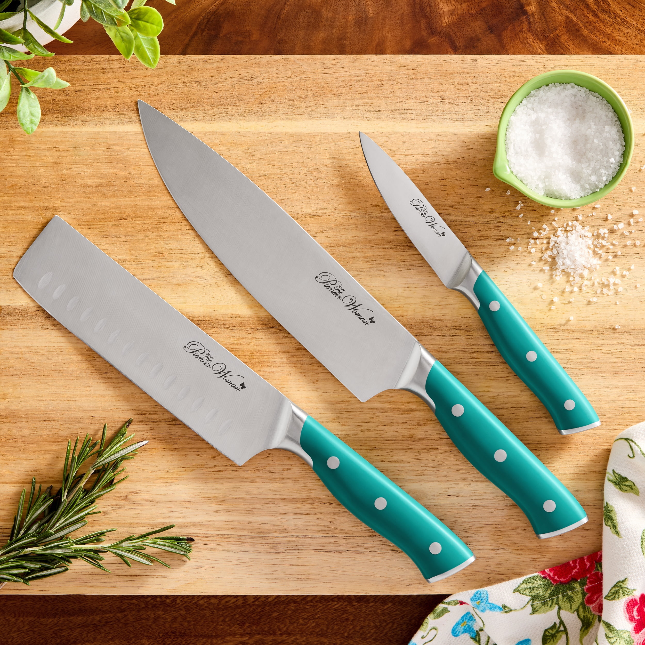 The Pioneer Woman Pioneer Signature 3-Piece Stainless Steel Cutlery Set, Teal